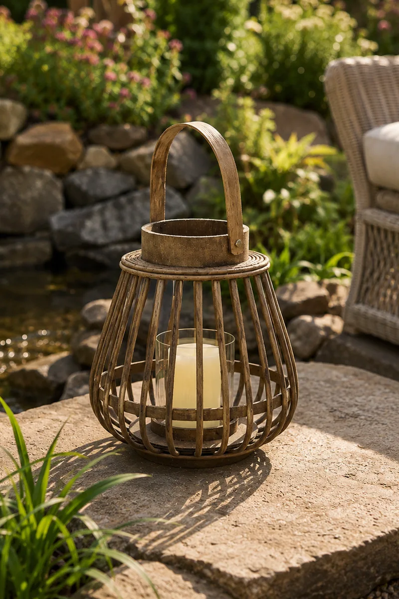 Φαναρι Απο Ξυλο Bamboo Οικολογικης Προελευσης 18x18x19cm Καφέ Kaeming