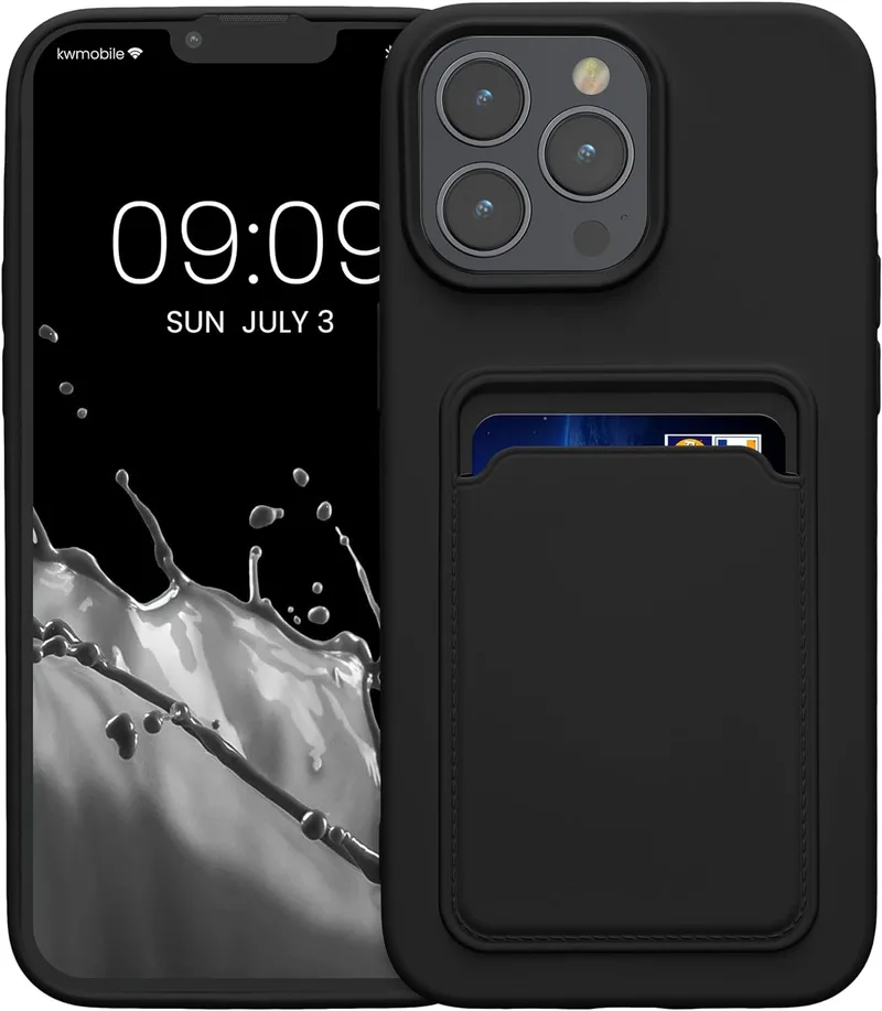 Θήκη Apple iPhone 15 Pro Max - KWmobile Σιλικόνης με Υποδοχή για Κάρτα - Black (62020.01)