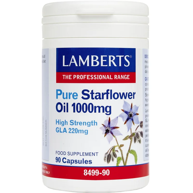 Lamberts Pure Starflower Oil Συμπλήρωμα Διατροφής Εκχυλίσματος Μποράγκου Κατά της Ρευματοειδούς Αρθρίτιδας με Αντιφλεγμονώδεις Ιδιότητες για την Αντιμετώπιση του Προεμμηνορροϊκού Συνδρόμου 1000mg, 90caps