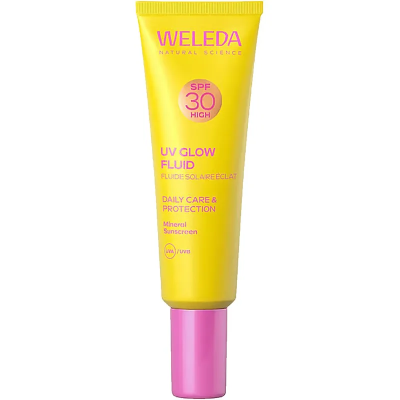 Weleda UV Glow Spf30 Fluid Αντηλιακό Γαλάκτωμα Προσώπου Υψηλής Προστασίας με Μεταλλικά Φίλτρα & Έλαιο Moringa 30ml