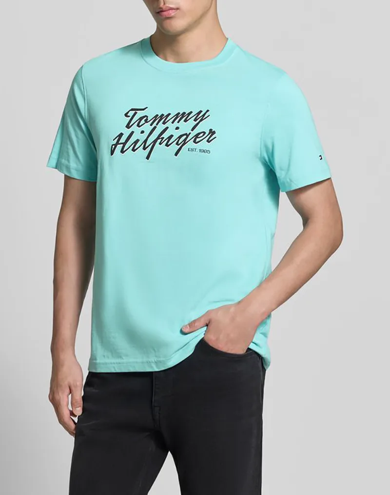 TOMMY HILFIGER SUMMER TEXT GRAPHIC TEE MW0MW42385-CSR Aqua
