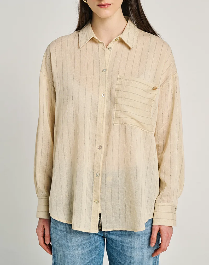 STAFF Betty Long Sleeve Shirt 68%Cot 24%Nylon 6%Linen 2%Pol 62-007.055-Ν0000 Biege