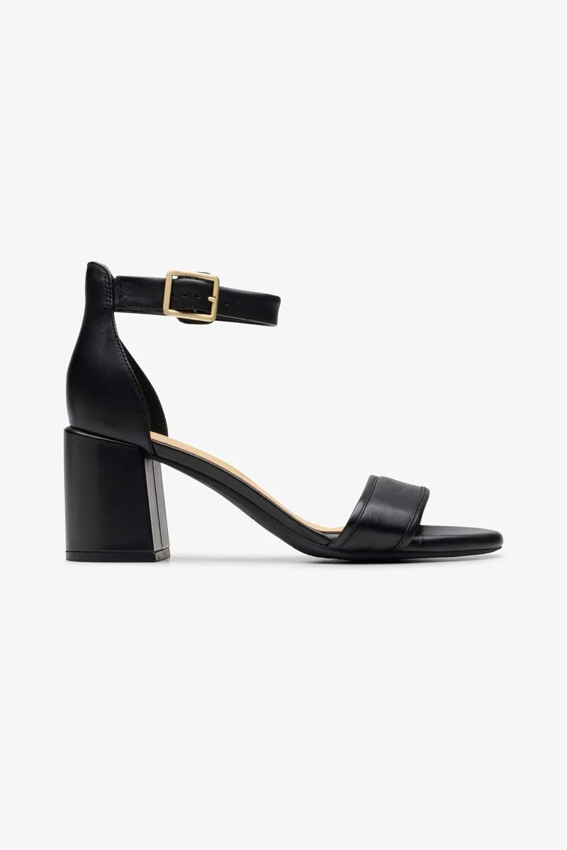 Clarks γυναικεία δερμάτινα πέδιλα με χοντρό τακούνι "Ezoria Mae" - 26181295 Μαύρο