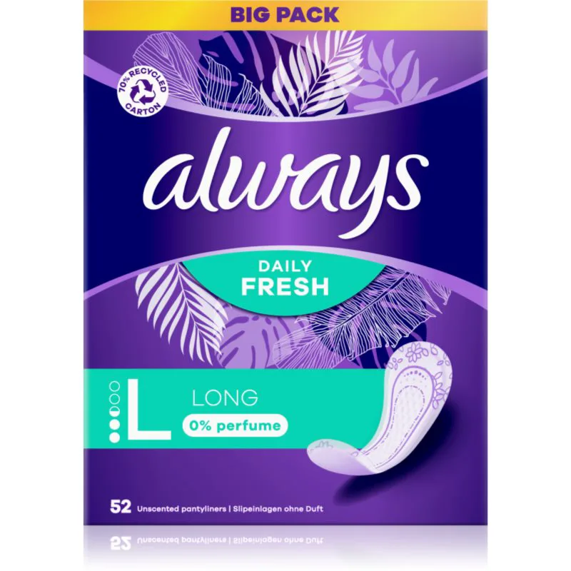 Always Daily Fresh Long σερβιετάκια χωρίς άρωμα 52 τμχ