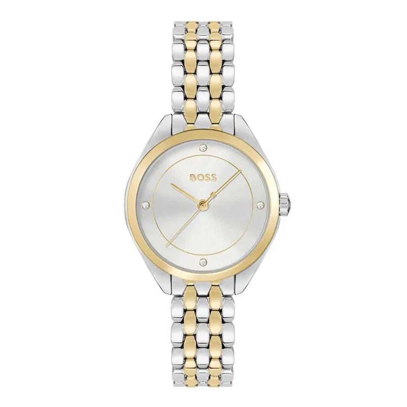 BOSS Mae Crystals Two Tone Stainless Steel Bracelet 1502724