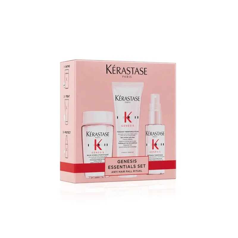 Kérastase Genesis - Essentials Set Anti Hair Fall Ritual (Bain Hydra-Fortifiant 80ml, Fondant Renforcateur 75ml, Defense Thermique 45ml)