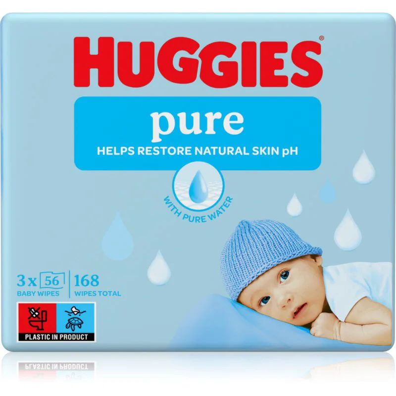 Huggies Pure καθαριστικά μαντηλάκια 3x56 τμχ