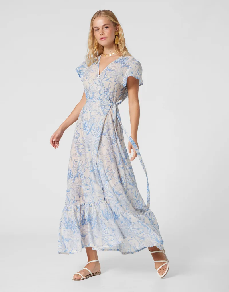 WOMEN'S WRAP DRESS THALASSA BLUE