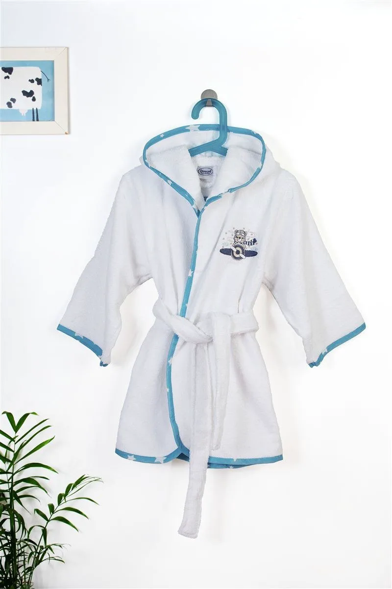 Μπουρνούζι Με Κέντημα Dimcol Aviator 184 Size: 04 White-Sky Blue