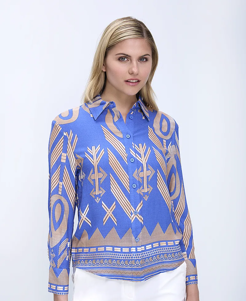Anonyme Γυναικείο Πουκάμισο Regular Fit Με All Over Print Και Γιακά