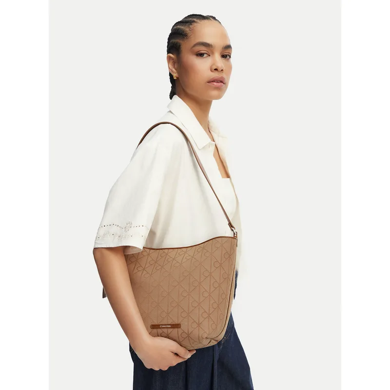 Τσάντα Calvin Klein Emblem Aop Jacquard Camera Bag LV04F3535G Καφέ