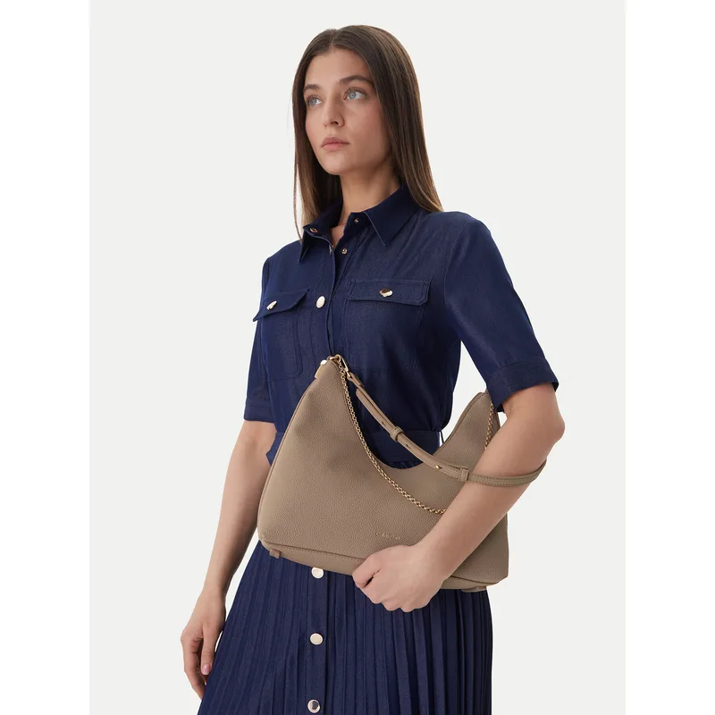 Τσάντα Calvin Klein Emblem Hw Pebble Shoulder Bag LV04F3495G Μπεζ