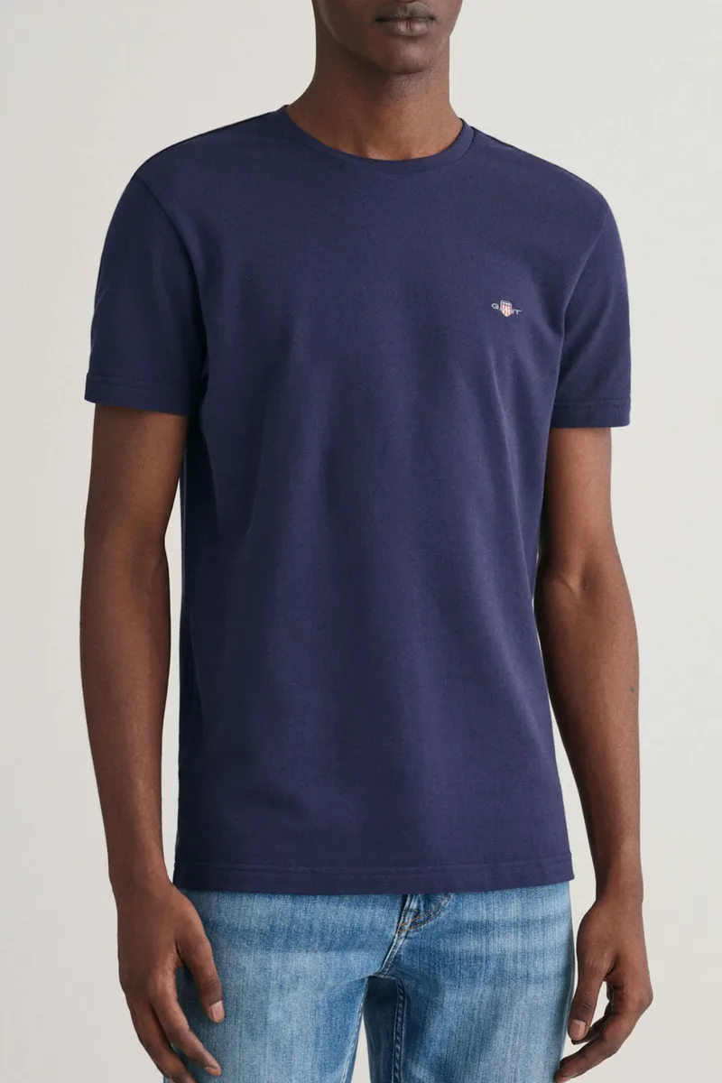 GANT T-SHIRT SLIM PIQUE SS ΜΠΛΕ