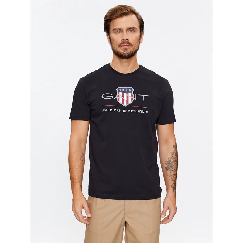 Gant T-Shirt Reg Archive Shield Ss 2003199 Μαύρο Regular Fit