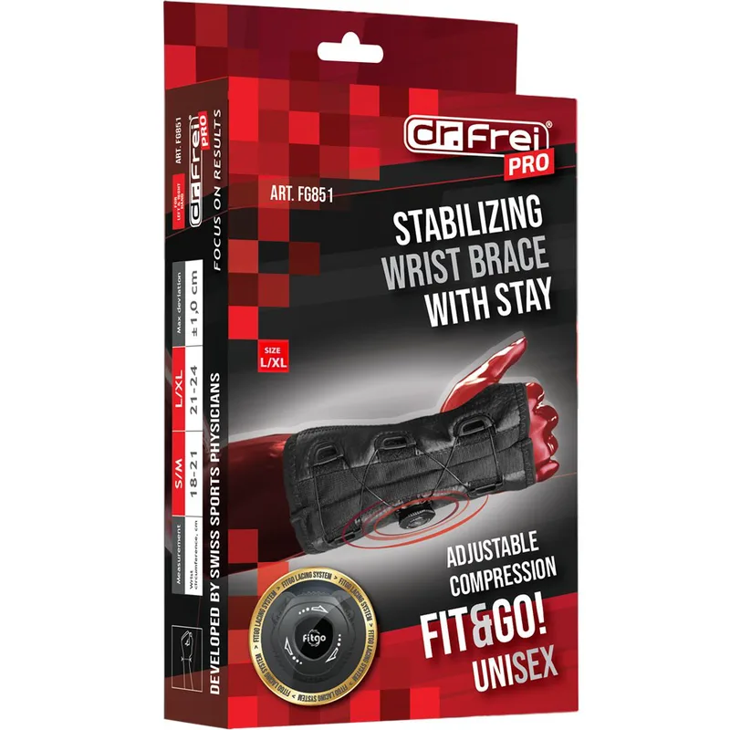 Dr. Frei Pro Stabilizing Wrist Brace with Adjustable Compression Αμφιδέξιος Νάρθηκας Καρπού με Ρυθμιζόμενο Επίπεδο Σύσφιξης 1 Τεμάχιο, Κωδ FG851 - L / XL