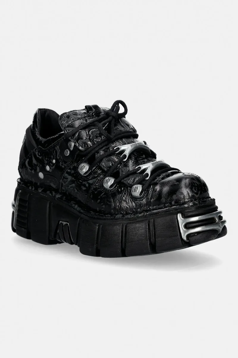 Δερμάτινα sneakers New Rock VINTAGE FLOWER NEGRO, TOWER NEGRO ACERO + l