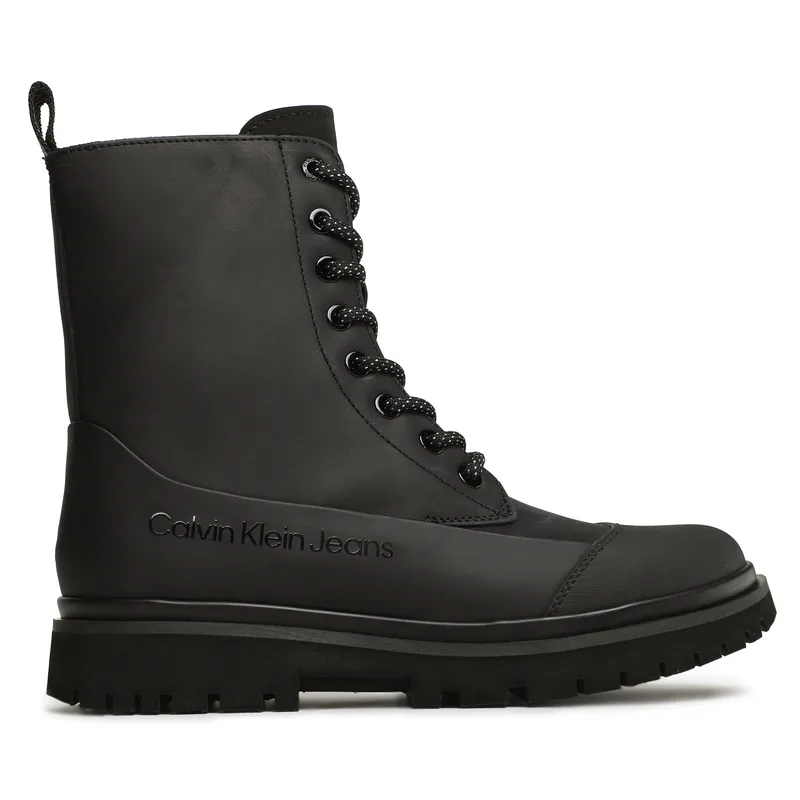 Μποτίνια Calvin Klein Jeans Chunky Combat Laceup Boot Rub YW0YW01066 Μαύρο