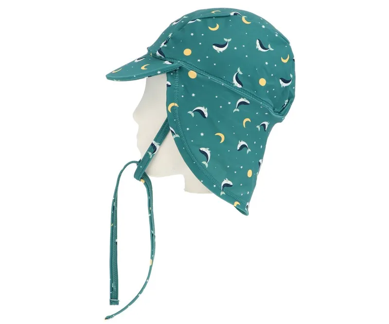 Καπέλο Παραλίας Αντηλιακής Προστασίας Whale Teal 12-24 Μηνών - Monnëka