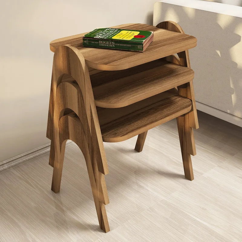 Τραπέζι Ζιγόν (3 Τεμάχια) Paris - Walnut 845Hct2821 (48,6x42x35,5)