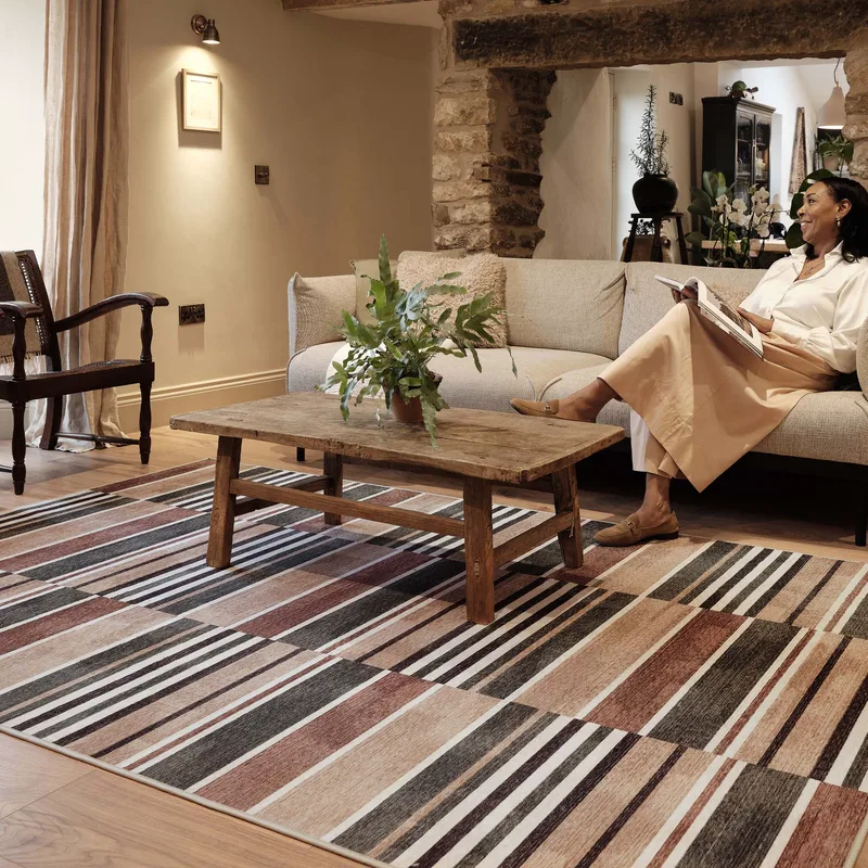 Savanna Stripe Natural Eco-Washable Rug