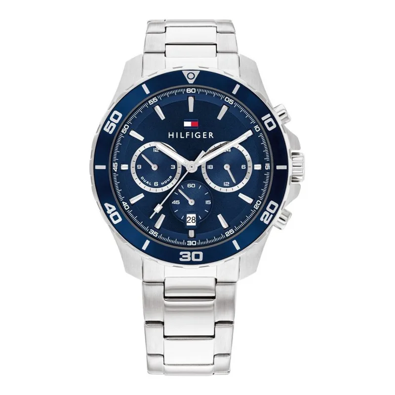 TOMMY HILFIGER Jordan Dual Time Chronograph Silver Stainless Steel Bracelet 1792094