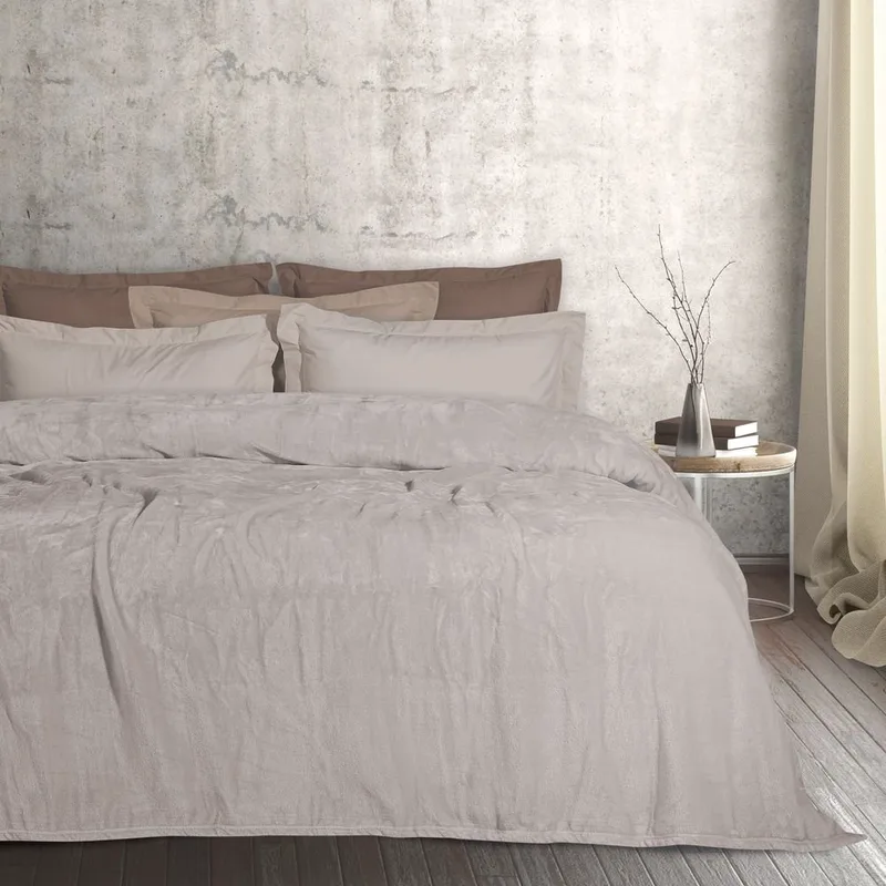 ΚΟΥΒΕΡΤΑ ΥΠΕΡΔΙΠΛΗ DAS HOME VELOUR 1345 ΜΠΕΖ (220X240CM)