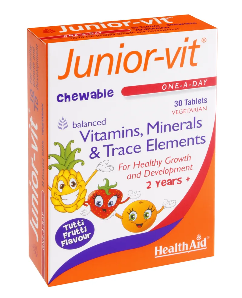 Health Aid Junior-Vit Vitamins & Minerals Mασώμενες Tαμπλέτες για την Ανάπτυξη των Παιδιών 30tabs