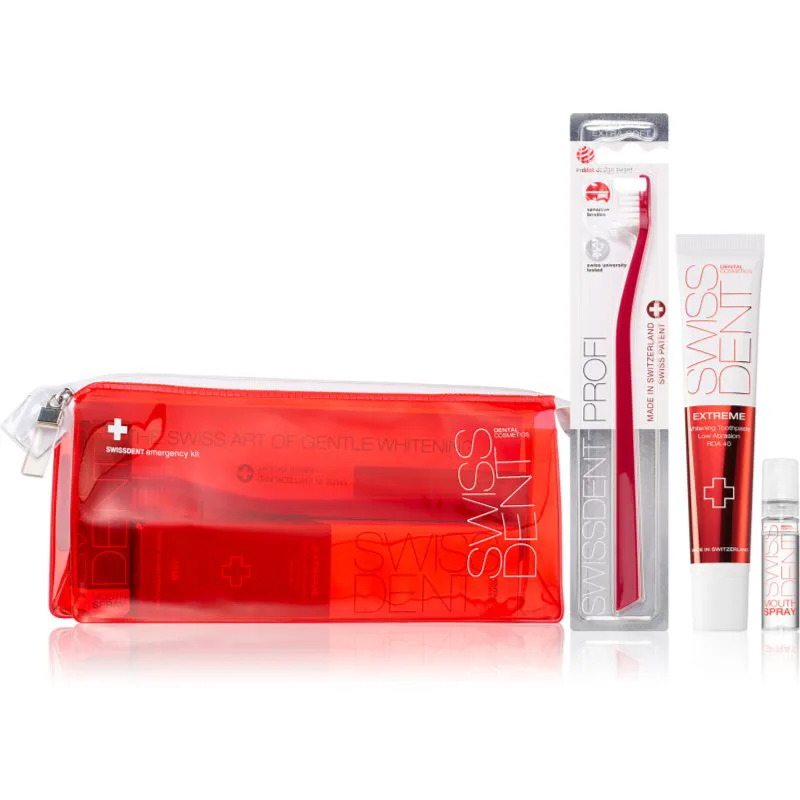 Swissdent Emergency Kit Red Σετ οδοντιατρικής φροντίδας για απαλή λεύκανση και προστασία σμάλτου