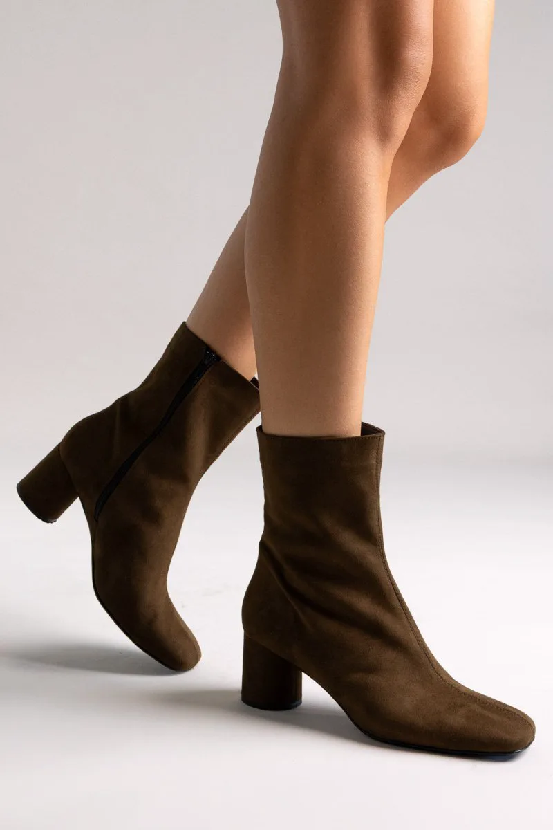 TFP Low Heel Ankle Boots - 058 - Olive Suede
