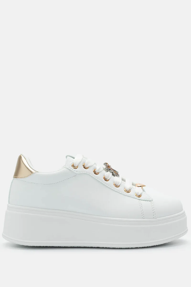 Sneakers Δίσολα με Διακοσμητική Πεταλούδα απο Strass - Χρυσό