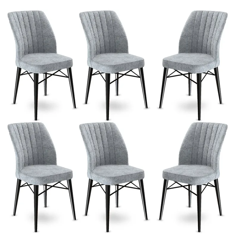 Σετ Καρέκλας (6 Τεμάχια) Flex - Grey, Black 240Chr1416 (45x93x42)