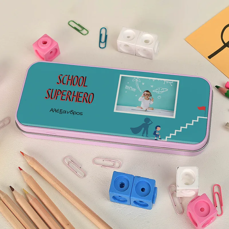 School Superhero - Κασετίνα Μεταλλική - Ροζ