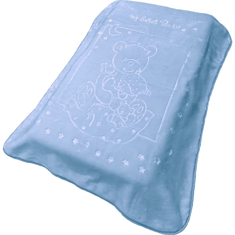 Κουβέρτα Βελουτέ Κούνιας 110x140 Dimcol Sweet Bear 11 Blue 110x140
