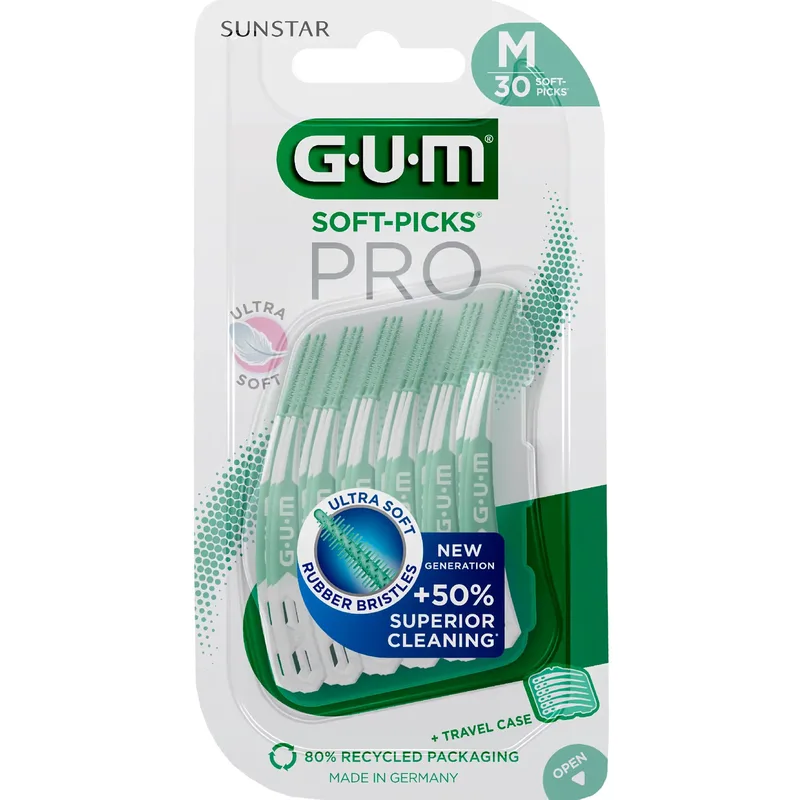 Gum Soft Picks Pro Οδοντογλυφίδες Μεσοδόντιου Καθαρισμού από Καουτσκούκ με Εξαιρετικά Απαλές Ίνες, 30 Τεμάχια - Medium