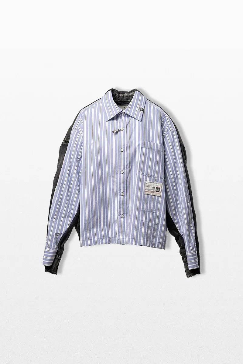 MAISON MIHARA YASUHIRO Ανδρικό Μπλε Front Back Combined Stripe Shirt
