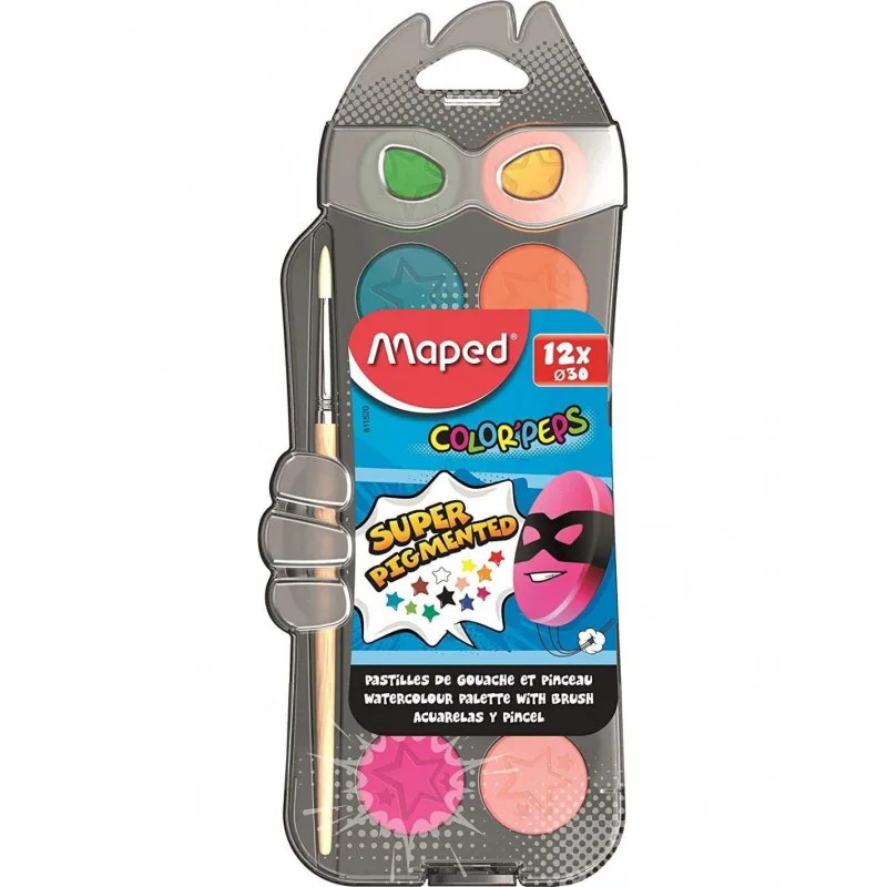 Νερομπογιές σετ 12 τμχ Maped Color Peps & 1 πινέλο