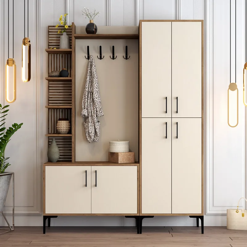 Έπιπλο Εισόδου / Πορτ Μαντό Viyana Da - Walnut, Cream 845Hct4226 (60x200x35 cm)