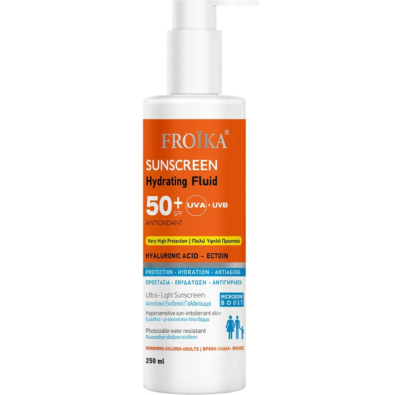 Froika Sunscreen Hydrating Fluid Antioxidant Spf50+ Αντηλιακό Γαλάκτωμα Προσώπου & Σώματος Πολύ Υψηλής Προστασίας 250ml