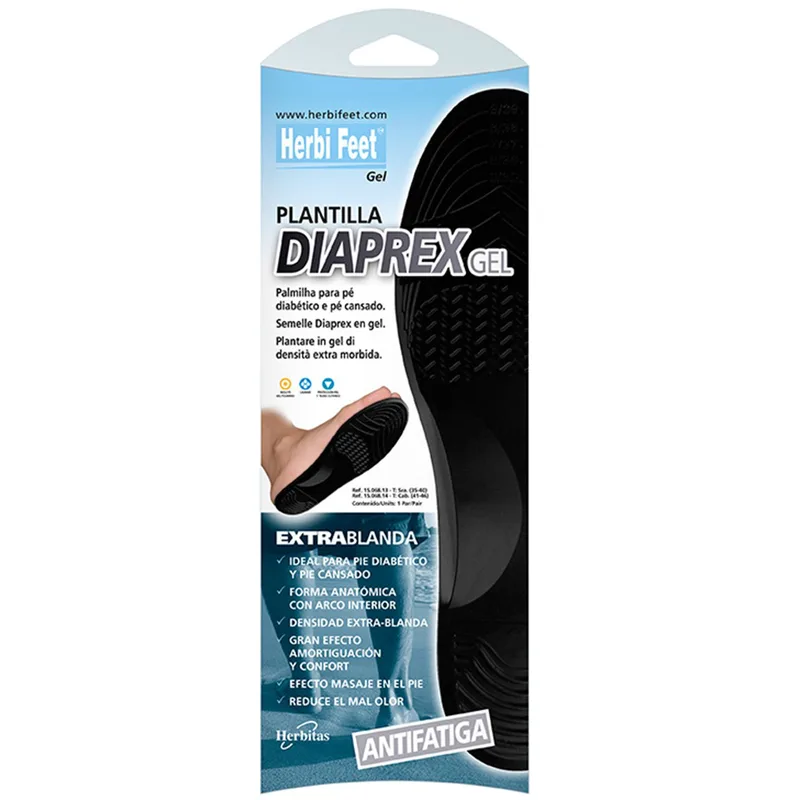 Herbi Feet Diaprex Gel Insole Πάτοι Υψηλής Ποιότητας & Αντοχής 2 Τεμάχια - Large