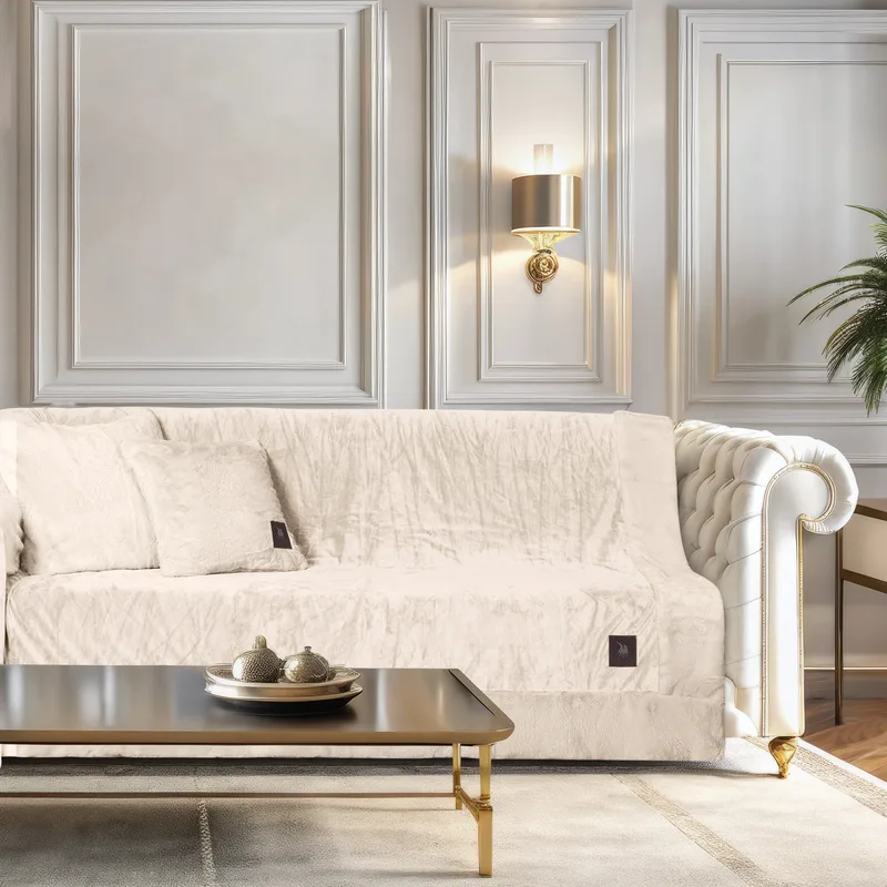 Ριχτάρι Velvet-Faux Fur Διθέσιος 180x250εκ. Premium 3968 Ivory Greenwich Polo Club (Ύφασμα: Βελούδο, Χρώμα: Ιβουάρ) - Greenwich Polo Club - 206182503968