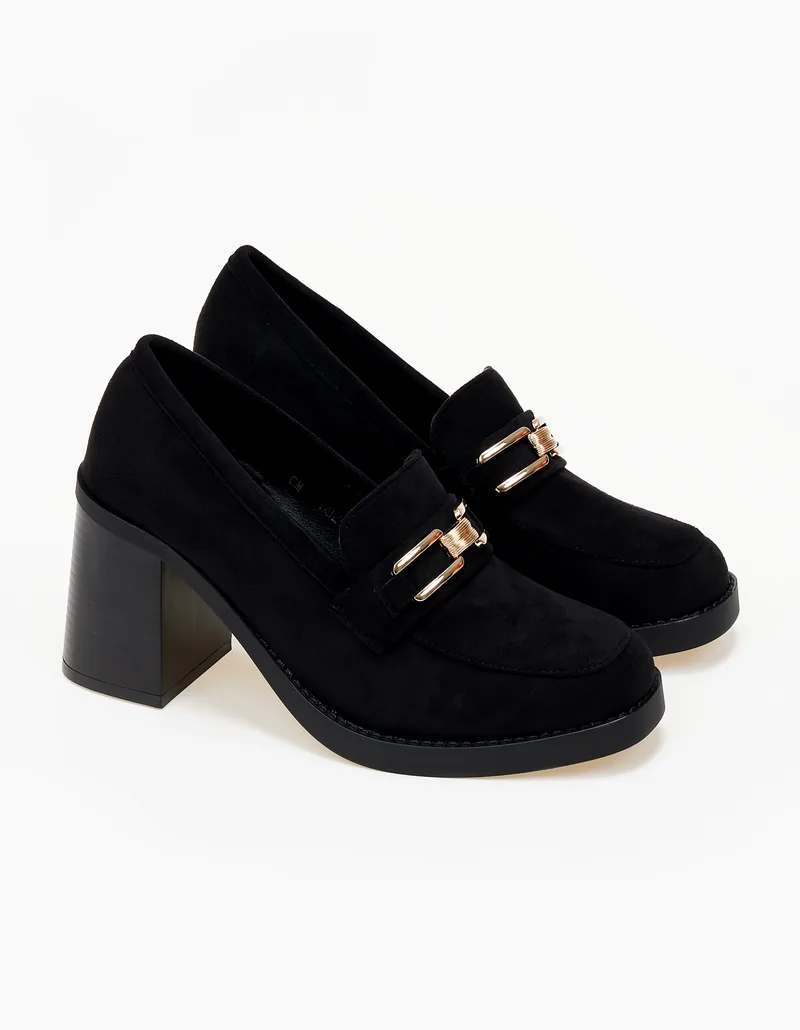 Ψηλά loafers με suede υφή - Μαύρο
