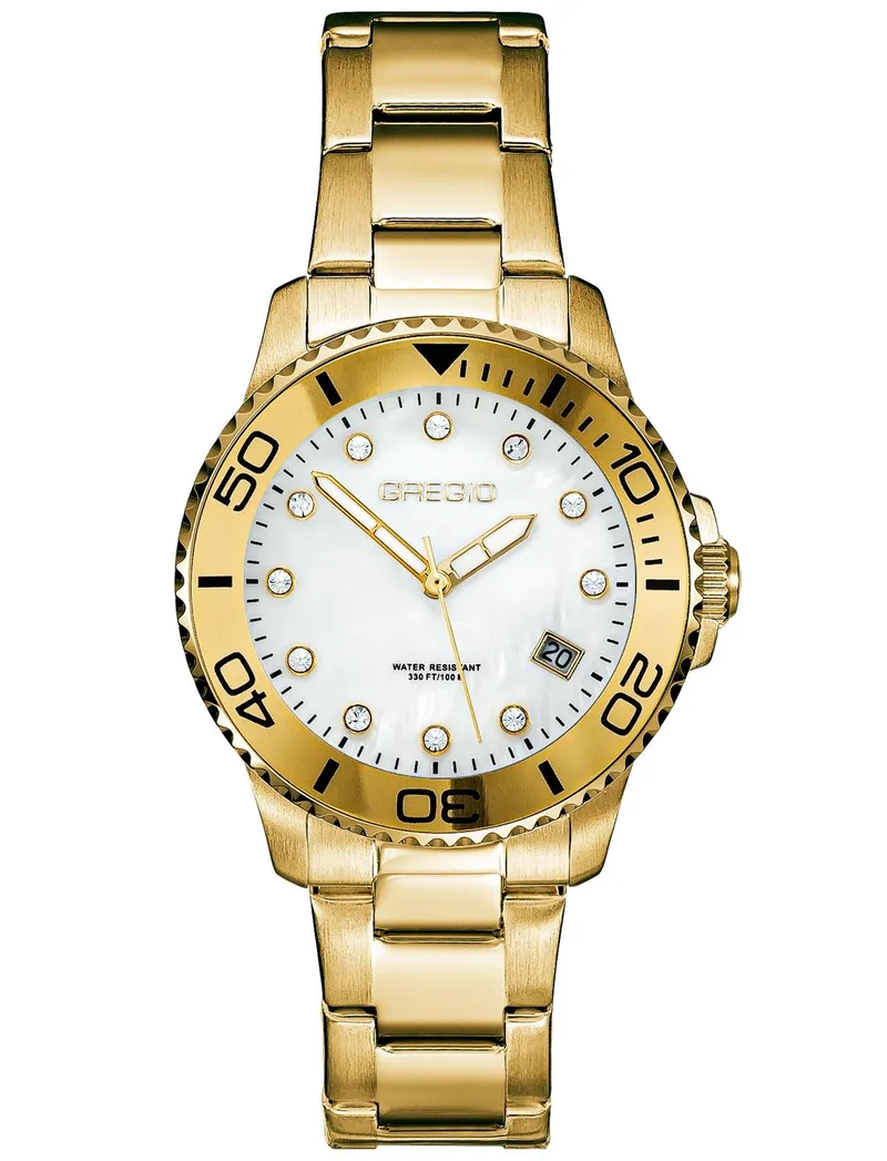 GREGIO Crystals Ladies - GR530020, Χρυσό case with Stainless Steel Bracelet
