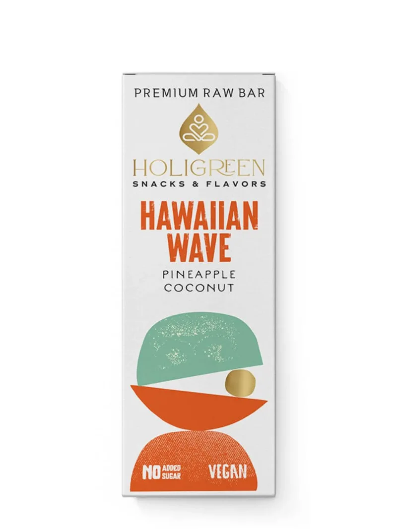 Vegan raw μπάρα με ανανά και καρύδα «Hawaiian Wave», Θεσσαλονίκης "Holigreen " 60g>