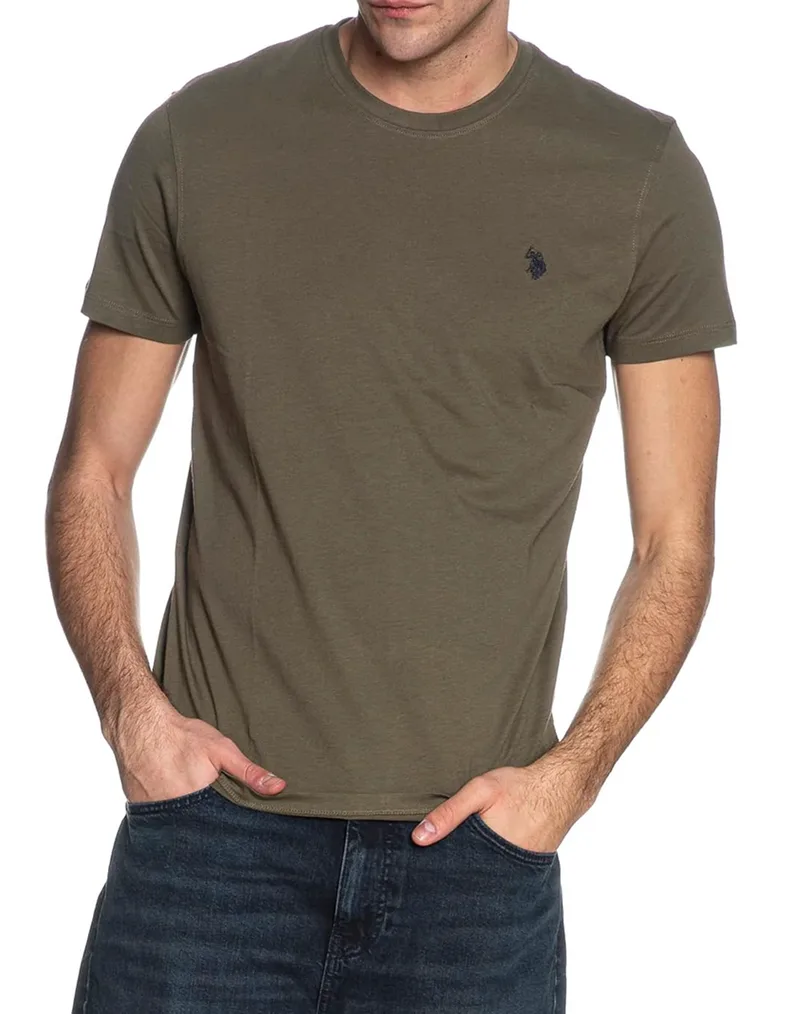 US POLO ASSN MICK 000148 EH33 T-SHIRT SS ΜΠΛΟΥΖΑ ΑΝΔΡΙΚΟ. US43154015P400-146 DarkOliveGreen