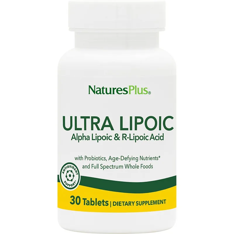 Natures Plus Ultra Lipoic Alpha Lipoic & R-Lipoic Acid Συμπλήρωμα Διατροφής Λιποικού Οξέος, NAC, MSM, Προβιοτικών & Εκχυλίσματος Βοτάνων με Ισχυρές Αντιοξειδωτικές & Αντιγηραντικές Ιδιότητες για Αναζωογόνηση & Ευεξία 30tabs