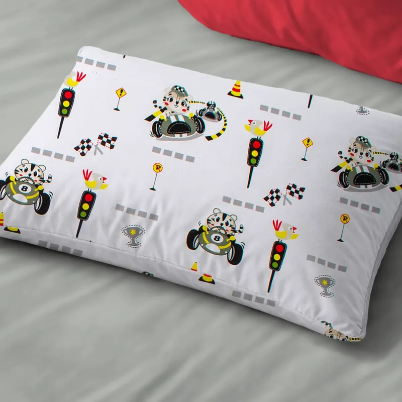 Παιδική Μαξιλαροθήκη (50x70) Dimcol Animal Grand Prix 590 White - Olive