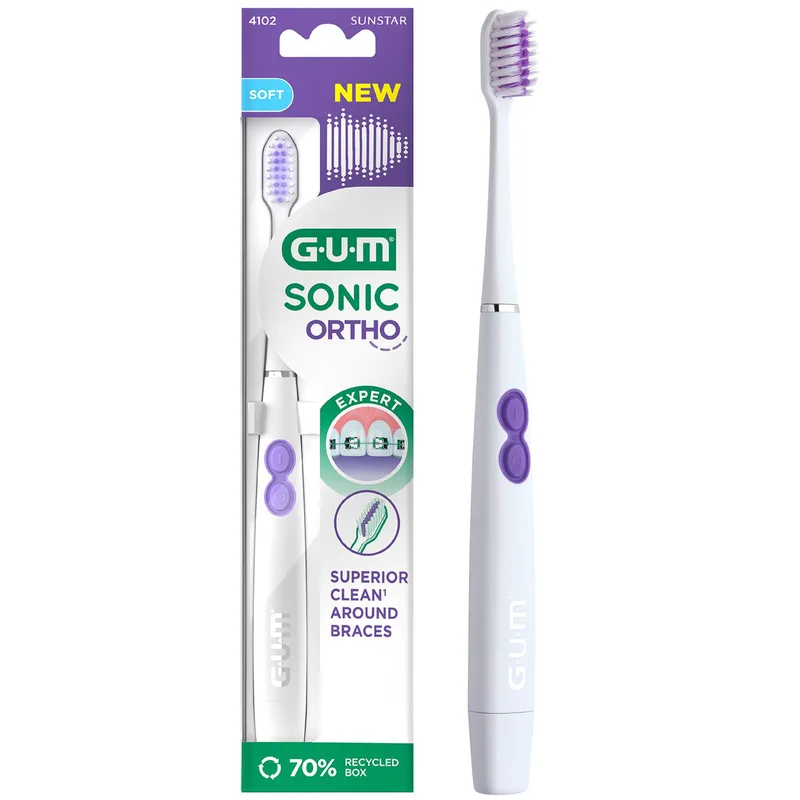 Gum Sonic Ortho Electric Toothbrush Ηλεκτρική Οδοντόβουρτσα με Μπαταρία Σχεδιασμένη για να Καθαρίζει Γύρω από τα Σιδεράκια 1 Τεμάχιο