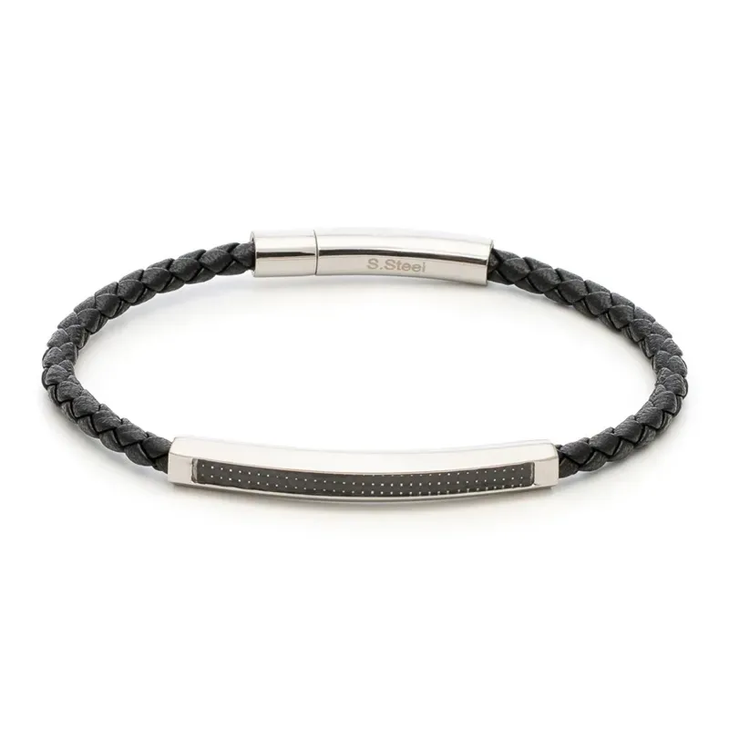 Δερμάτινο ανδρικό βραχιόλι Visetti Stainless Steel 61C-BR389SB 61C-BR389SB Ατσάλι