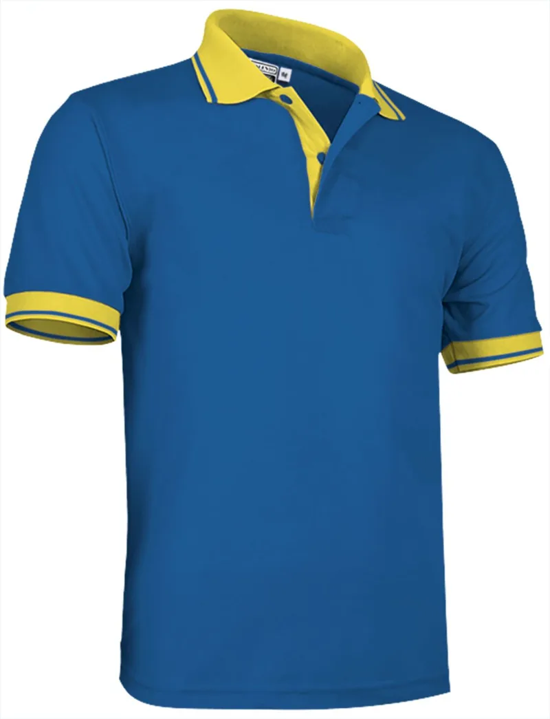 Κοντομάνικο Polo Shirt COMBI Valento POVACOMRA Royal Blue-Lemon Yellow