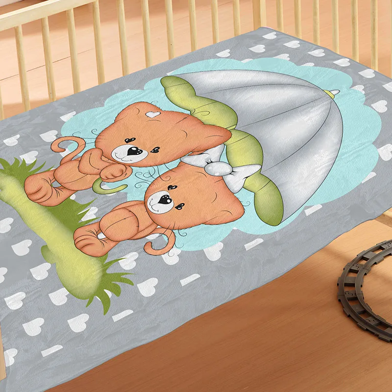 Κουβέρτα Βελουτέ Κούνιας 110X140 Dimcol Rainy Bears 07 (110x140)
